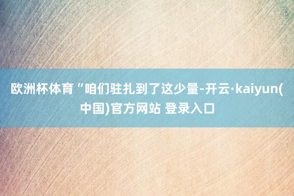 欧洲杯体育“咱们驻扎到了这少量-开云·kaiyun(中国)官方网站 登录入口