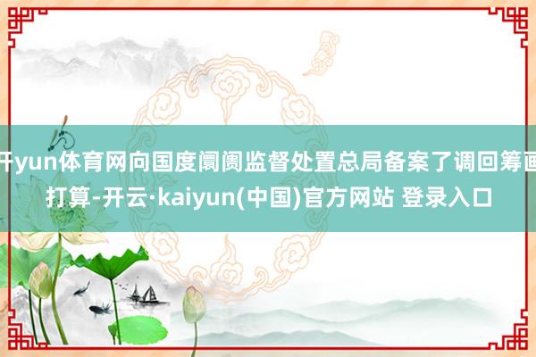 开yun体育网向国度阛阓监督处置总局备案了调回筹画打算-开云·kaiyun(中国)官方网站 登录入口