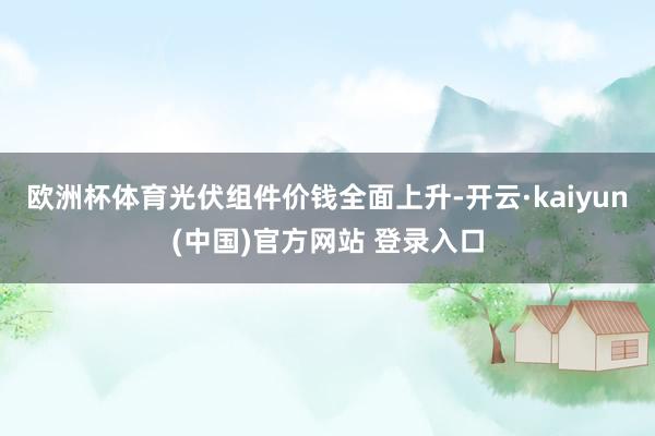 欧洲杯体育光伏组件价钱全面上升-开云·kaiyun(中国)官方网站 登录入口