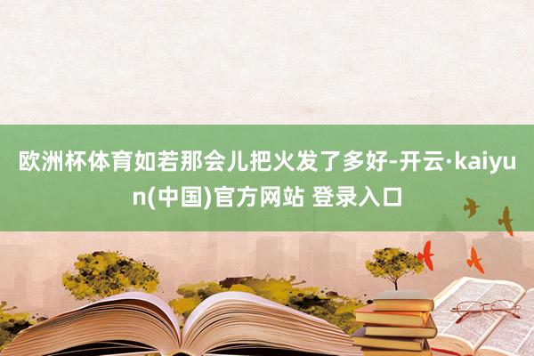 欧洲杯体育如若那会儿把火发了多好-开云·kaiyun(中国)官方网站 登录入口