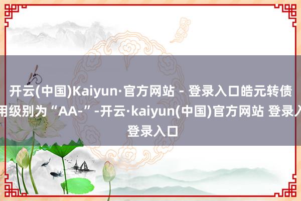 开云(中国)Kaiyun·官方网站 - 登录入口皓元转债信用级别为“AA-”-开云·kaiyun(中国)官方网站 登录入口